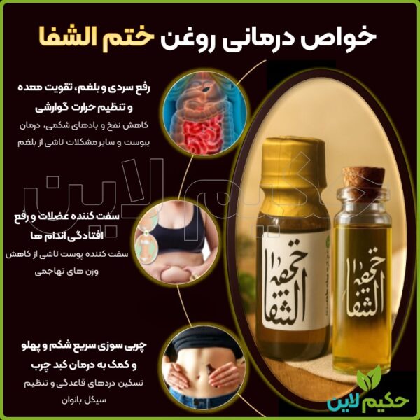 روغن ختم‌ الشفا نبض الشفا پایانی برای سردی، یبوست و چاقی شکم و پهلو