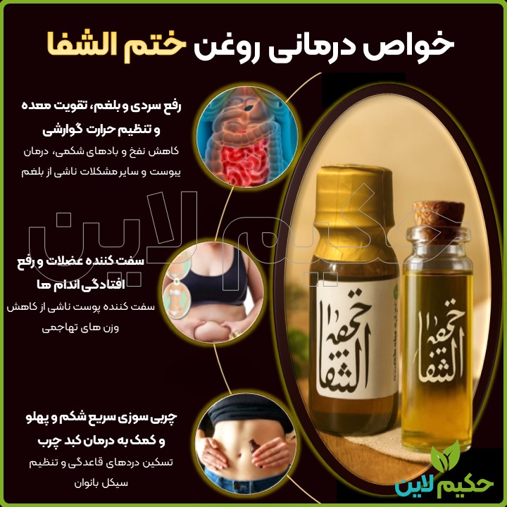 روغن ختم‌ الشفا نبض الشفا پایانی برای سردی، یبوست و چاقی شکم و پهلو